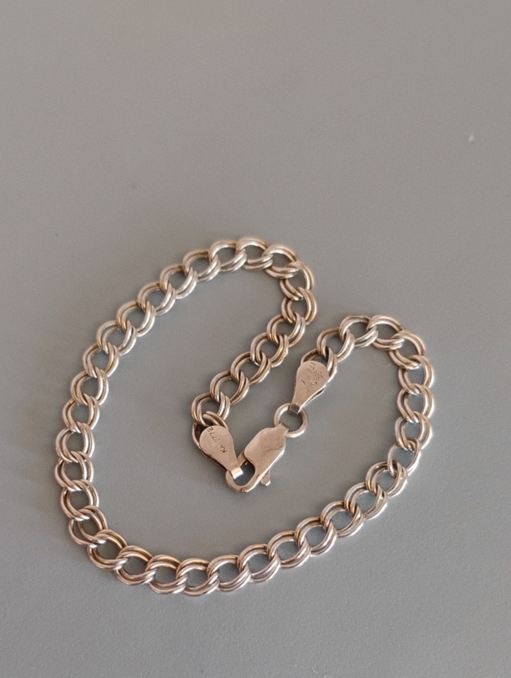 Sterling Silver Curb Chain Double Link Bracelet
